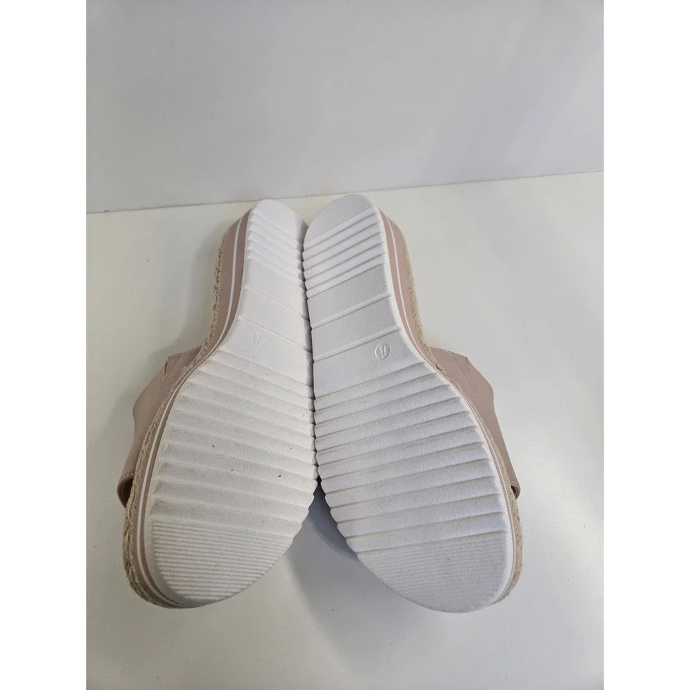 Journee Collection Womens Platform Rosey Slide Sandals Blush Espadrille Jute 7.5